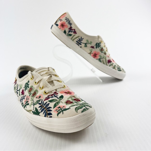 Keds Shoes Keds Rifle Paper Co White Embroidered Floral Lace Up